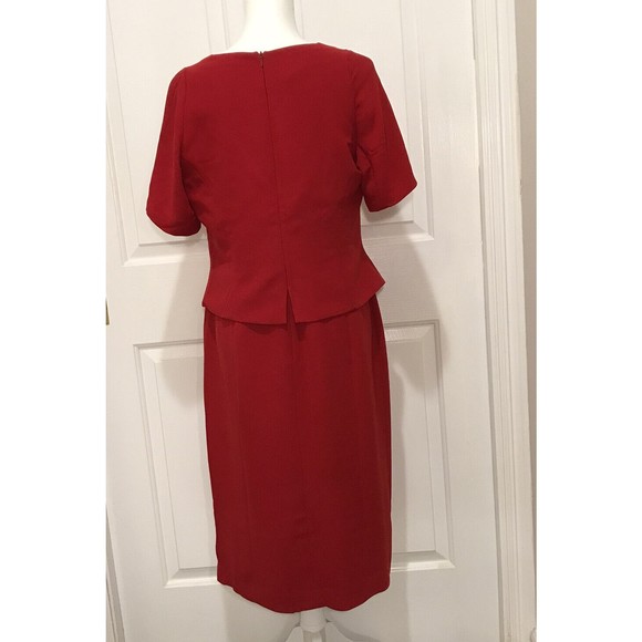 Jones New York Evening Red Mock Suit Dress Embellished V-Neck Size 12 SS… - Picture 3 of 12